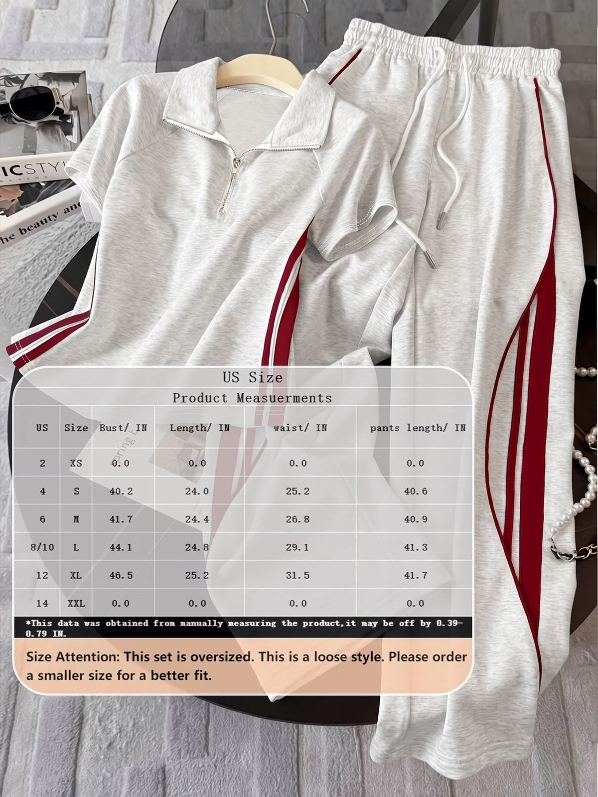 Women's Color Block Half-Zip Collar Top & Jogger Pants Casual 2-Piece Co-Ord Set