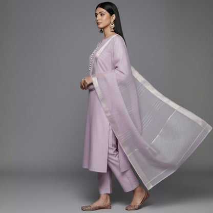 Women's Pack of 3 Pure Cotton Kurtis with Pant & Dupatta |C-014