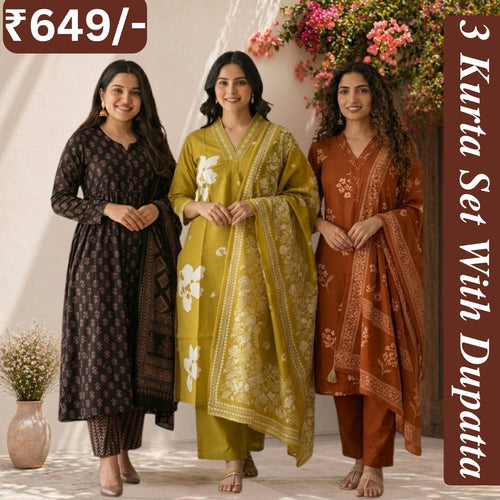 Pack Of 3 Women's Kurta Set (CS_04)