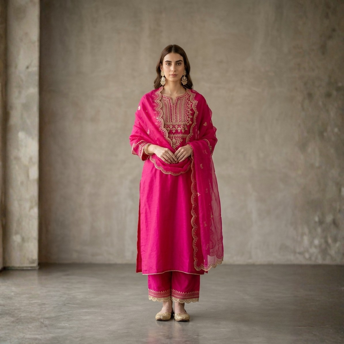 Women's Pack of 3 Pure Cotton Kurtas Pant Set & Dupatta |C-026