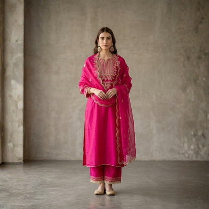 Women's Pack of 3 Pure Cotton Kurtas Pant Set & Dupatta |C-026