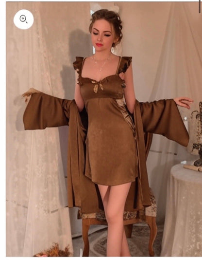 "Royal Cinderella Satin Nightwear with Robe"