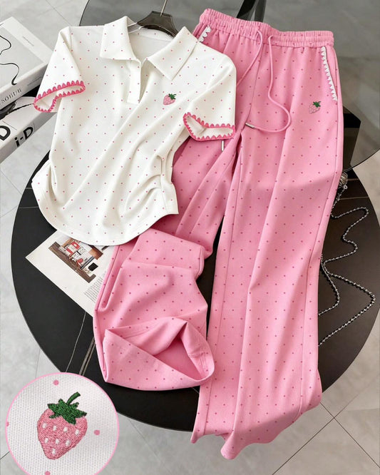 Women’s Elegant Comfort Co-Ord Set [Polka Pink]