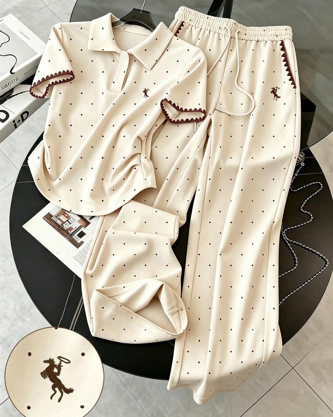 Women’s Elegant Comfort Co-Ord Set [Polka Beige]