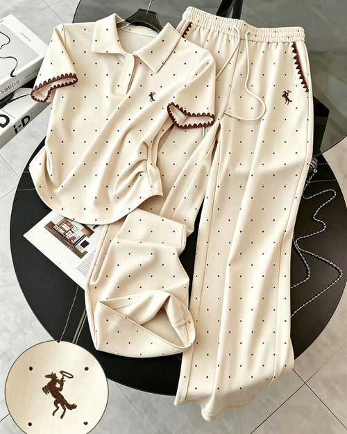 Women’s Elegant Comfort Co-Ord Set [Polka Beige]