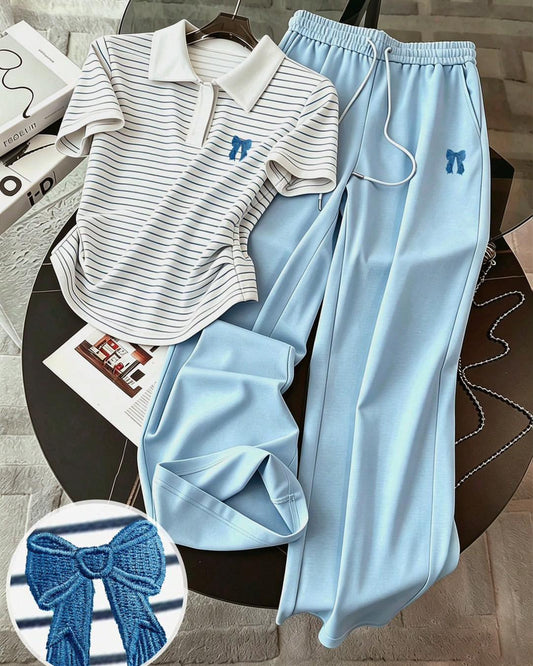 Women’s Elegant Comfort Co-Ord Set [Grey-Blue Combo]