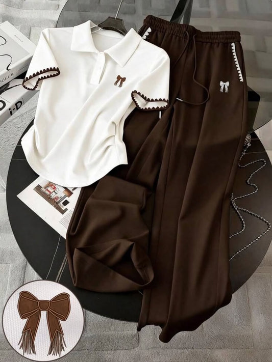 Women’s Elegant Comfort Co-Ord Set [Dark Brown Bow]