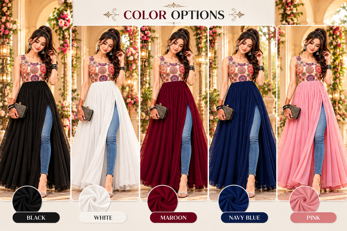 Navratri Garba Special Printed Anarkali Kurti – Festive Indo-Western Dress