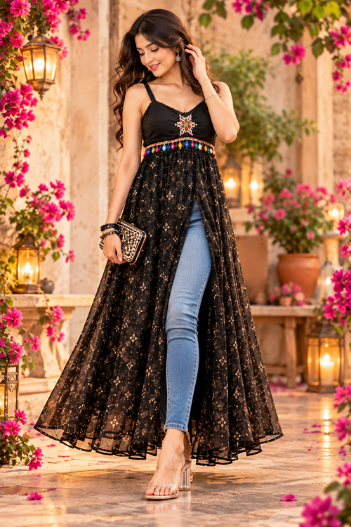 Navratri Garba Special Printed Anarkali Kurti – Festive Indo-Western Dress