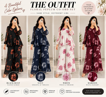 Floral Peplum Co-Ord Set for Women