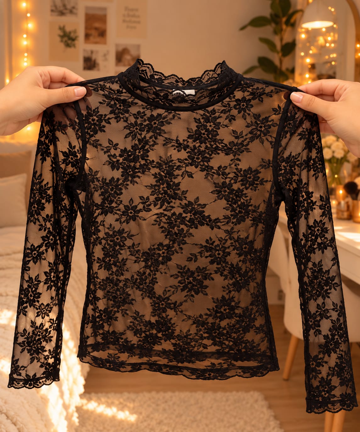 Black Floral Lace Overlay Maxi Dress – Elegant Full-Length Party Dress