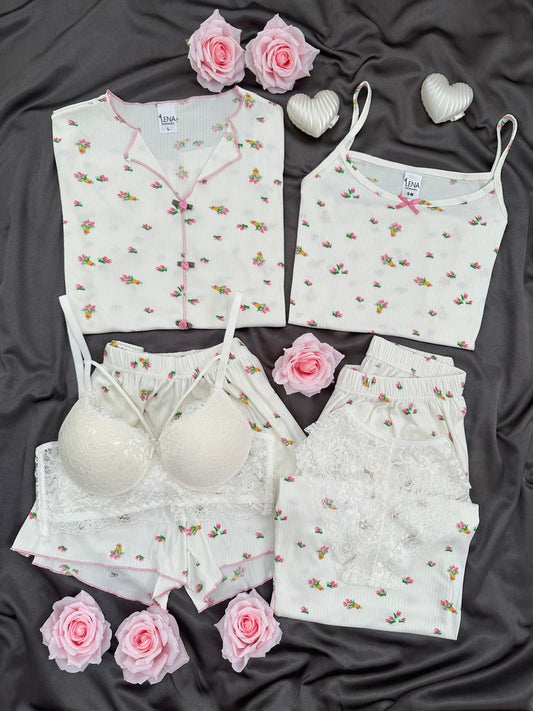 Tulip Bouquet Patterned 6-Piece and Pajama Set