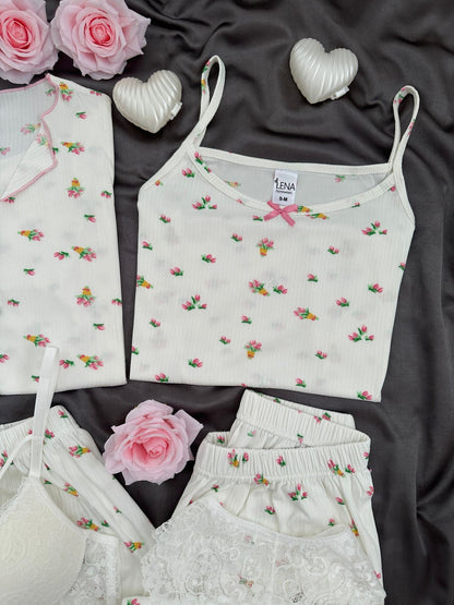 Tulip Bouquet Patterned 6-Piece and Pajama Set