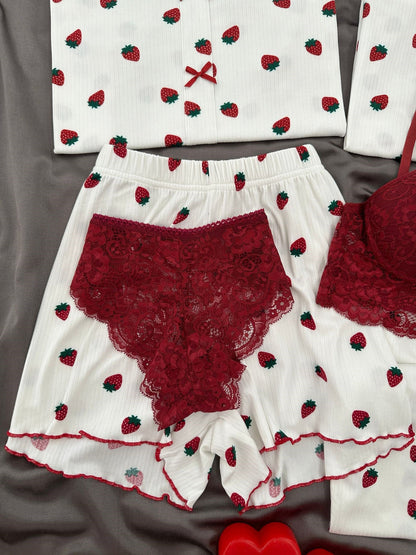 Strawberry Patterned 6-Piece and Pajama Set