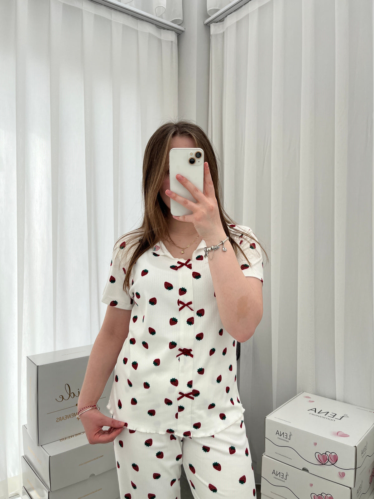 Strawberry Patterned 6-Piece and Pajama Set