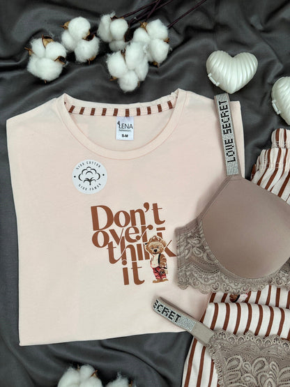 Striped Teddy Bear Four-Piece Pajama & Lingerie Set