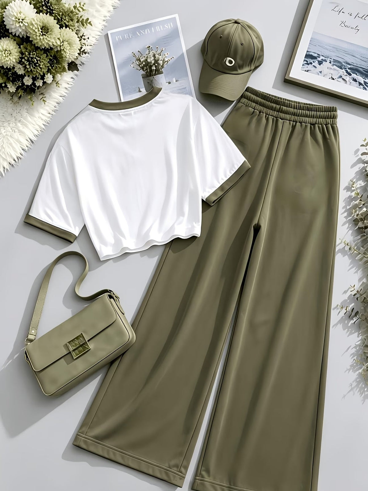 Women's Color Block Half-Zip Collar Top & Jogger Pants Casual 2-Piece Co-Ord Set