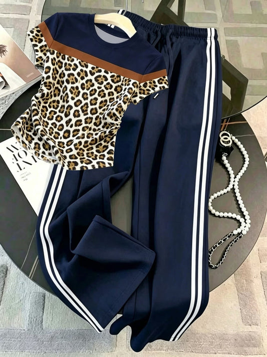 Women's Color Block Half-Zip Collar Top & Jogger Pants Casual 2-Piece Co-Ord Set