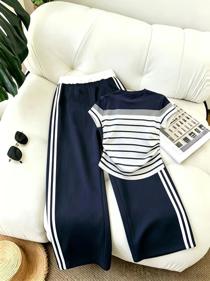 Women's Color Block Half-Zip Collar Top & Jogger Pants Casual 2-Piece Co-Ord Set