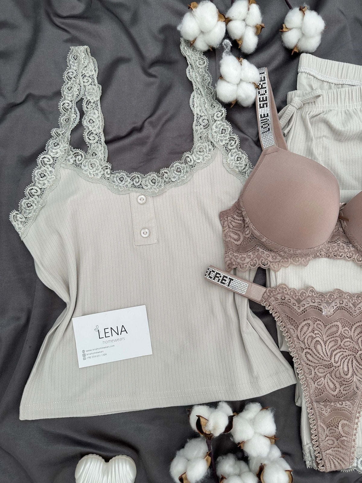 Grey Francis Four-Piece Pajama & Lingerie Set