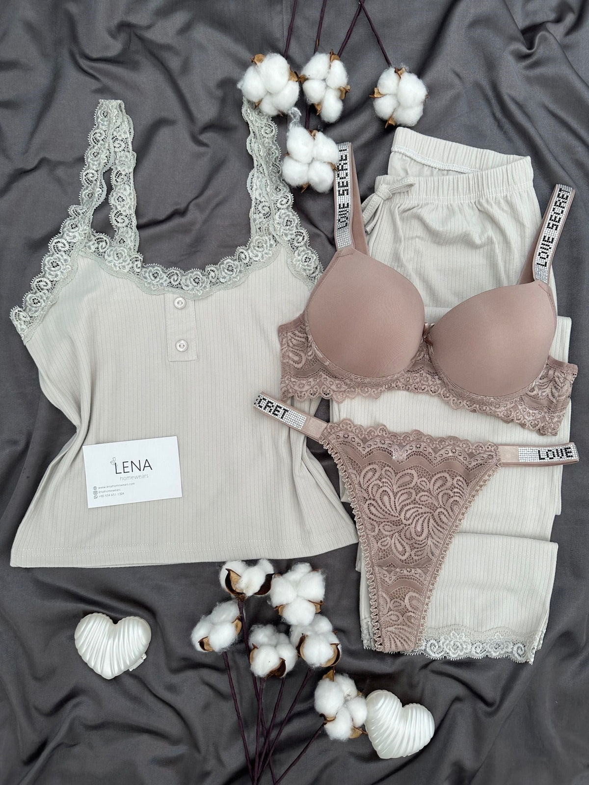 Grey Francis Four-Piece Pajama & Lingerie Set