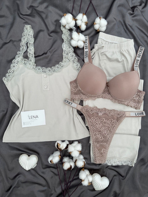 Grey Francis Four-Piece Pajama & Lingerie Set