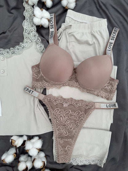 Grey Francis Four-Piece Pajama & Lingerie Set