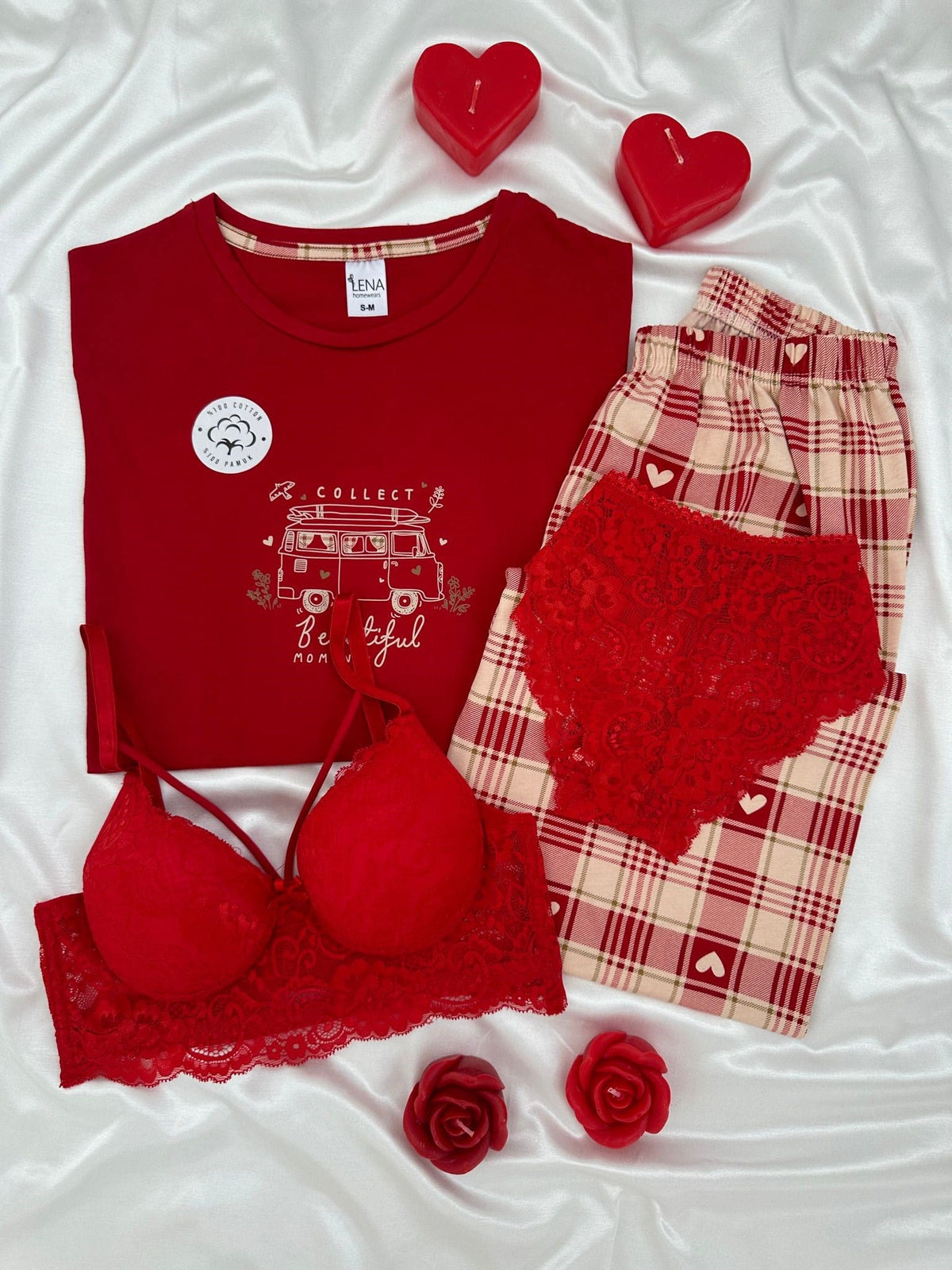 Red Collect 100% Cotton Pajama & Lingerie Set