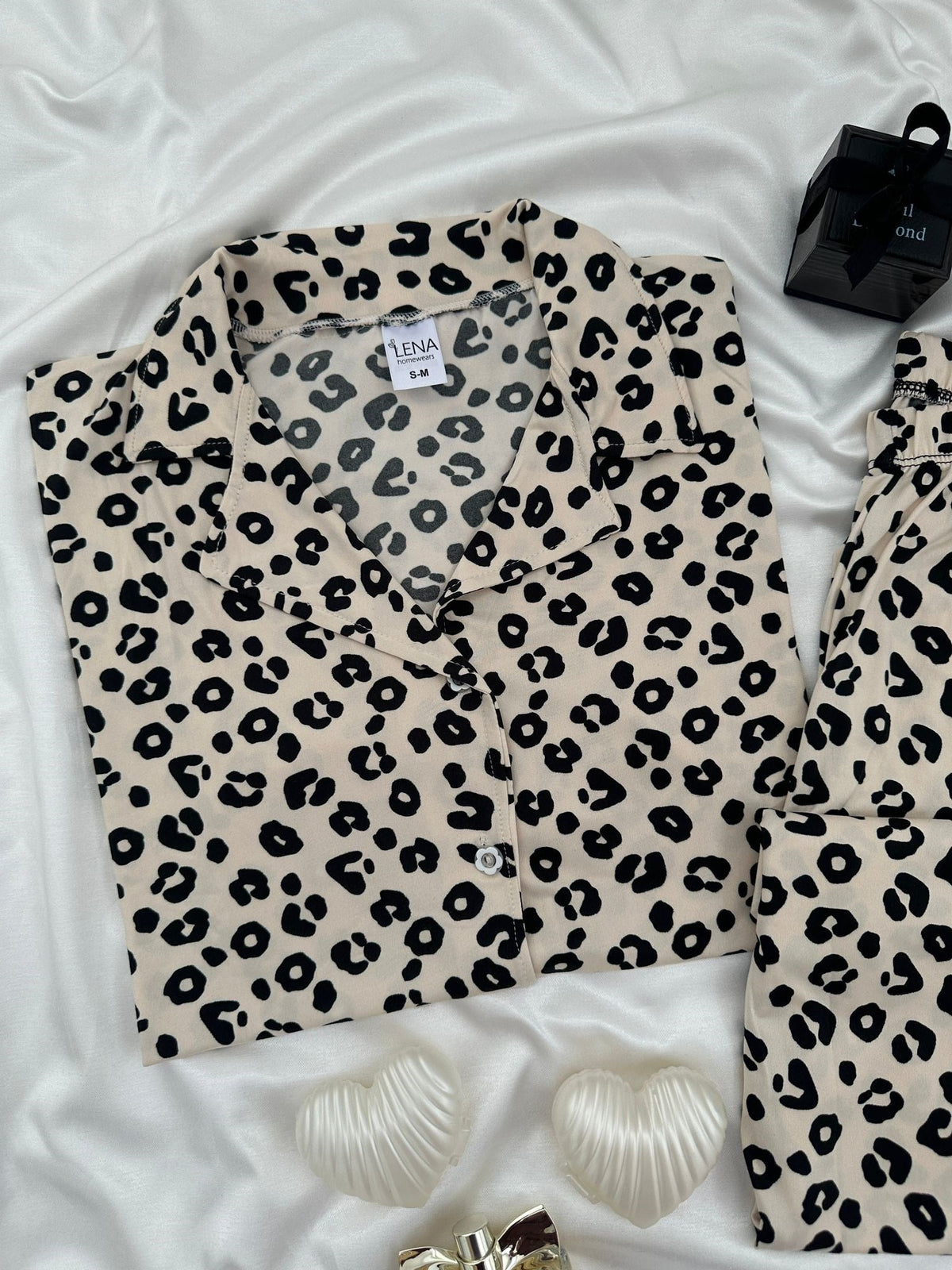 Leopard Print Four-Piece Short-Sleeved Pajama Set