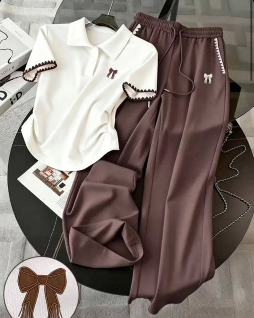Women’s Elegant Comfort Co-Ord Set [Brown Bow]