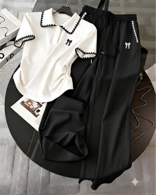 Women’s Elegant Comfort Co-Ord Set [Black Bow]