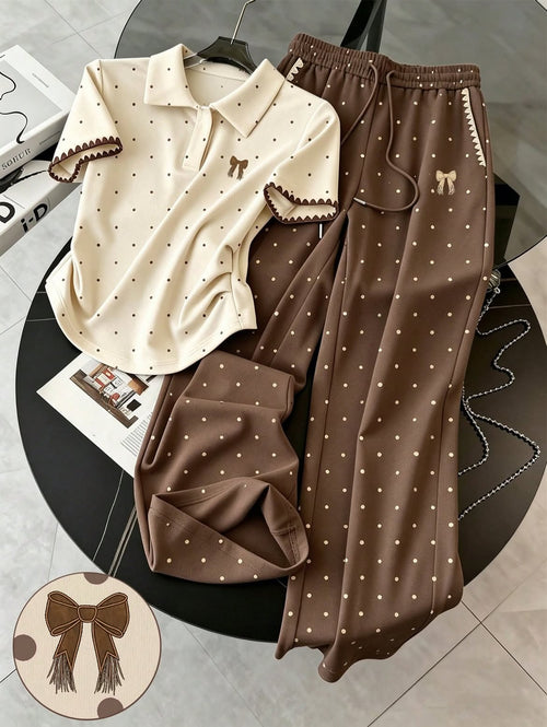 Women’s Elegant Comfort Co-Ord Set [Brown Polka]
