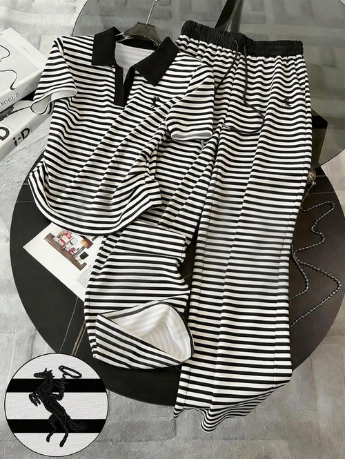 Women’s Elegant Comfort Co-Ord Set [Stripe Black]