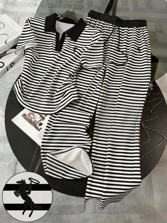 Women’s Elegant Comfort Co-Ord Set [Stripe Black]