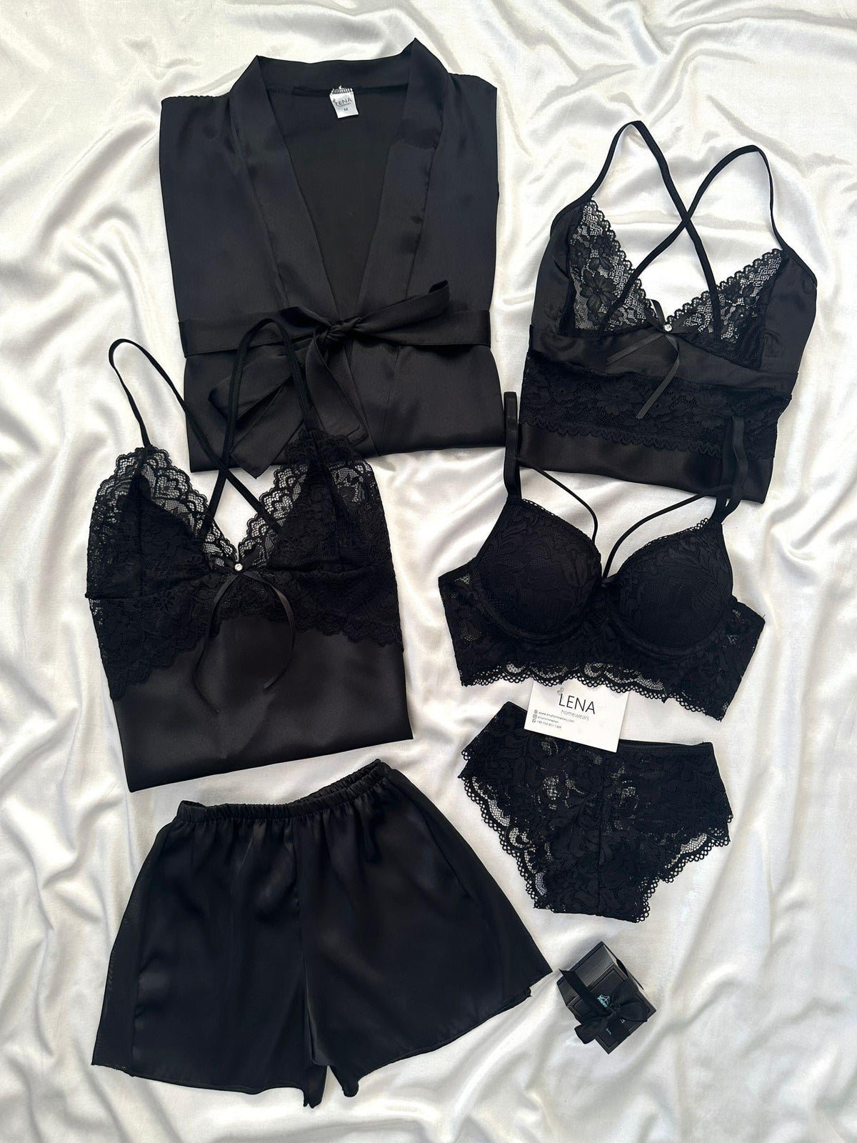 Black Love Night Suit & Bra Penty Set Combo for Women's
