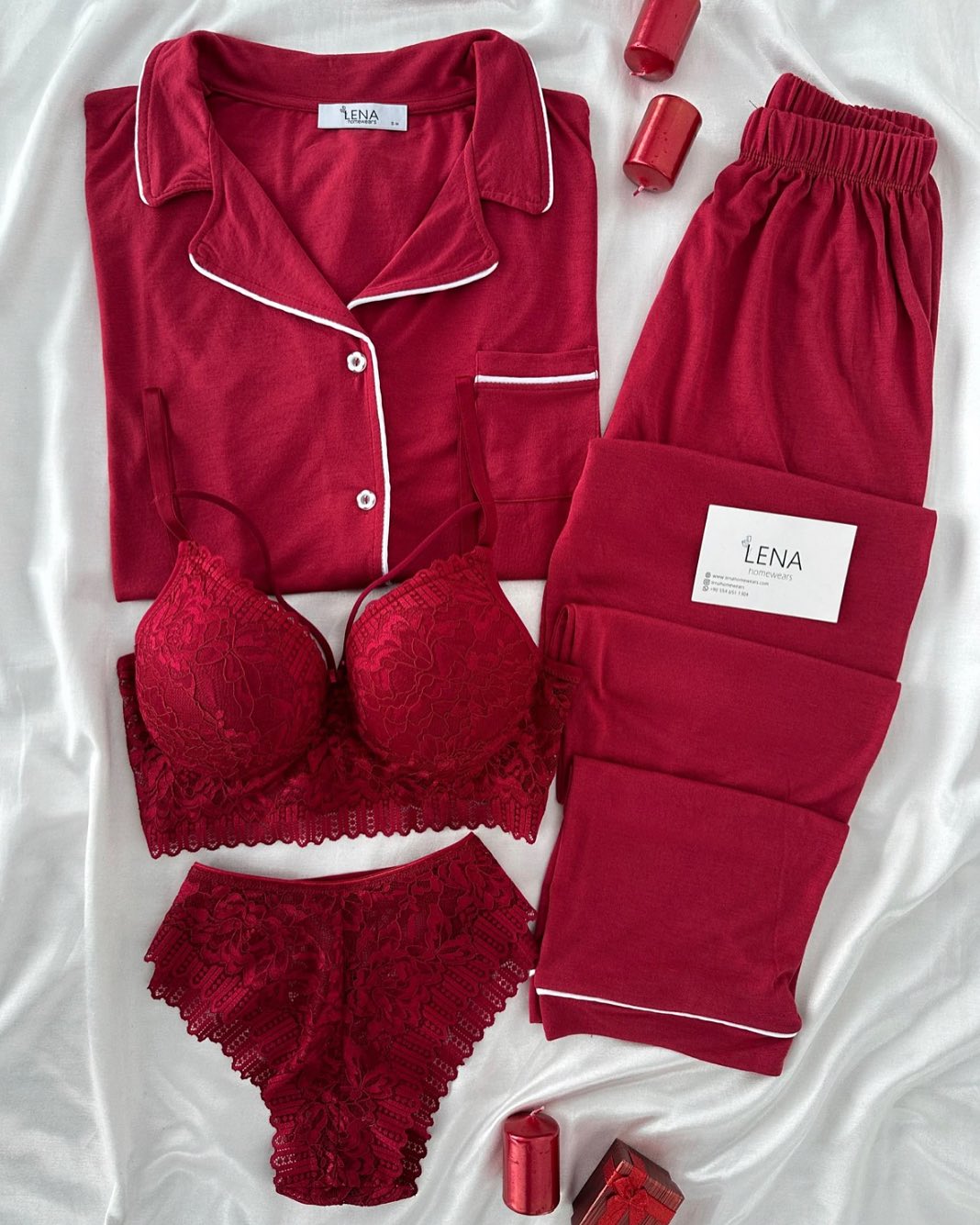 Zanivah Maroon Women's Cozy Nightwear & Bra Panty Set