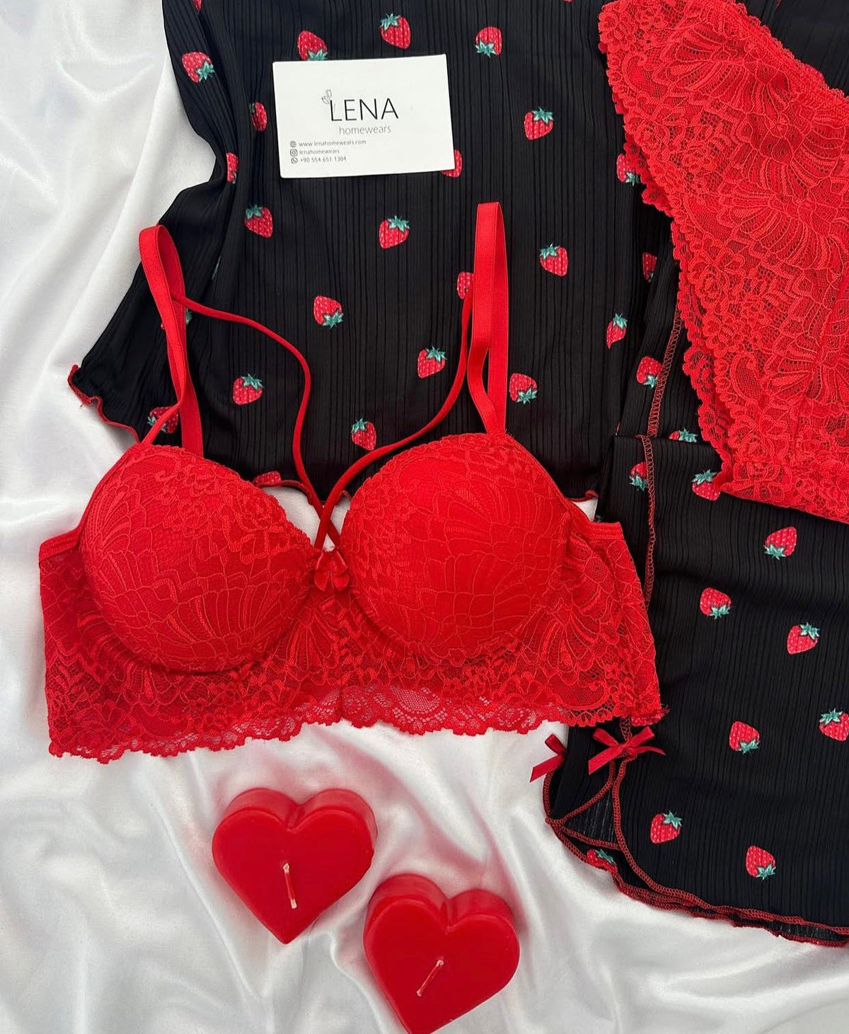 Women's Love Nightwear & Bra Penty Set