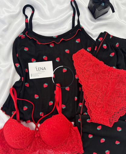 Women's Love Nightwear & Bra Penty Set