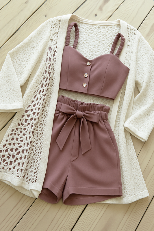 Trendy Women's Crop Top & Shorts Co-ord Set